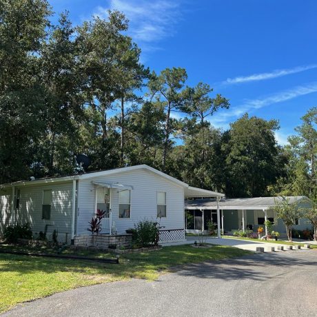 homes shaded by trees with grassy lawns